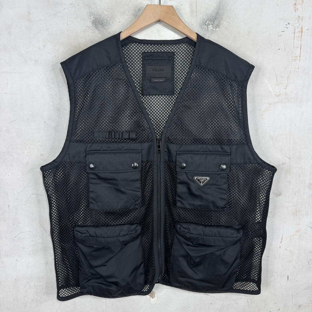 Prada Mesh Plaqued Utility Vest