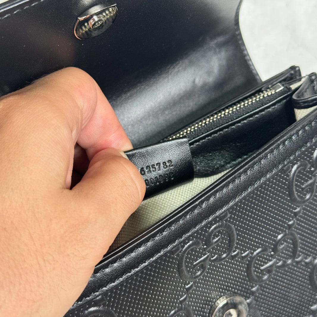 Gucci Flap Embossed Monogram Crossbody