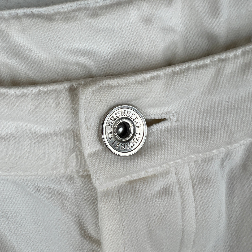 Brunello Cucinelli Tailored White Tapered Denim Jeans