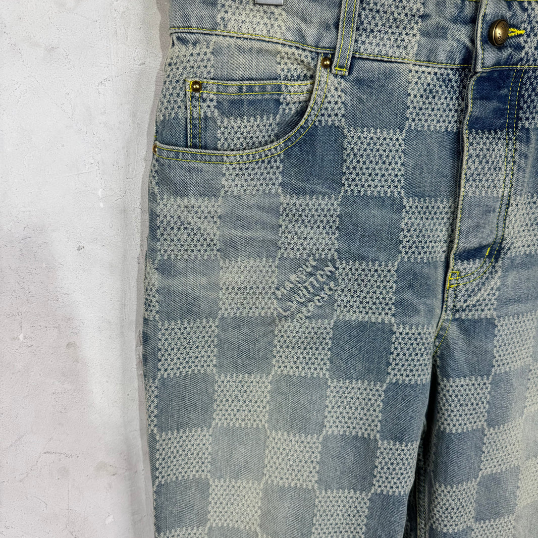 Louis Vuitton Lightwash Damier Skater Jeans