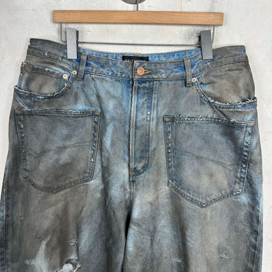 Balenciaga Distressed Mudwash Front Pocket Jeans