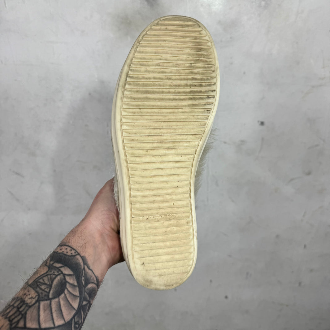 Rick Owens Cream Ponyhair Low Vans