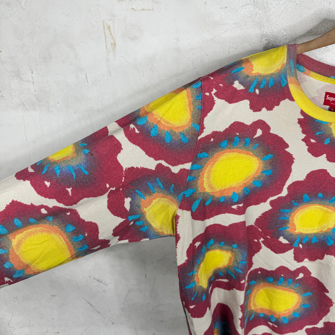 Supreme Red Painted Flowers L/S Shirt