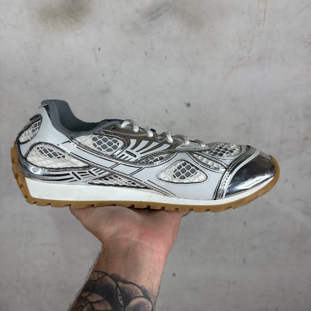 Bottega Veneta Silver Metallic Orbits