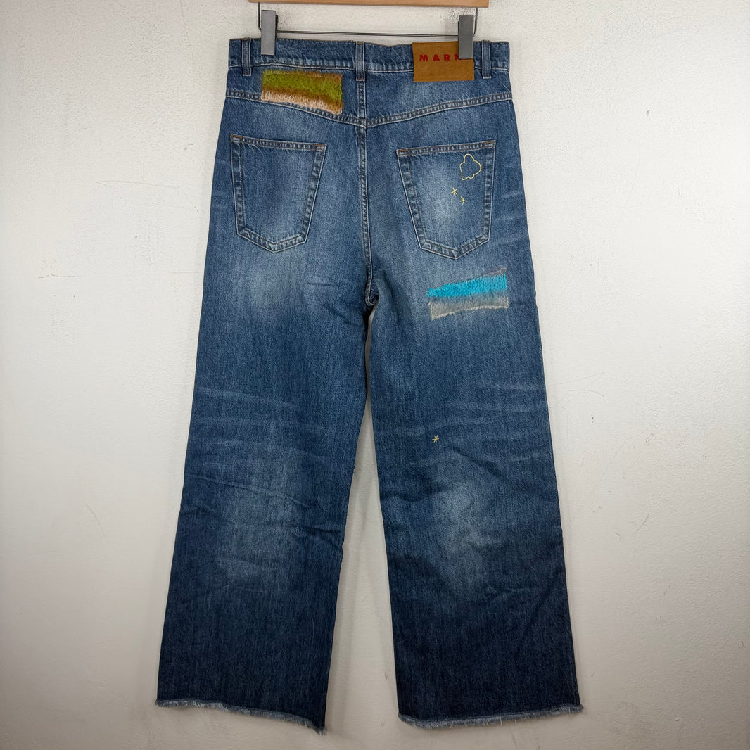 Marni Stone Washed Organic Denim Mohair Trousers