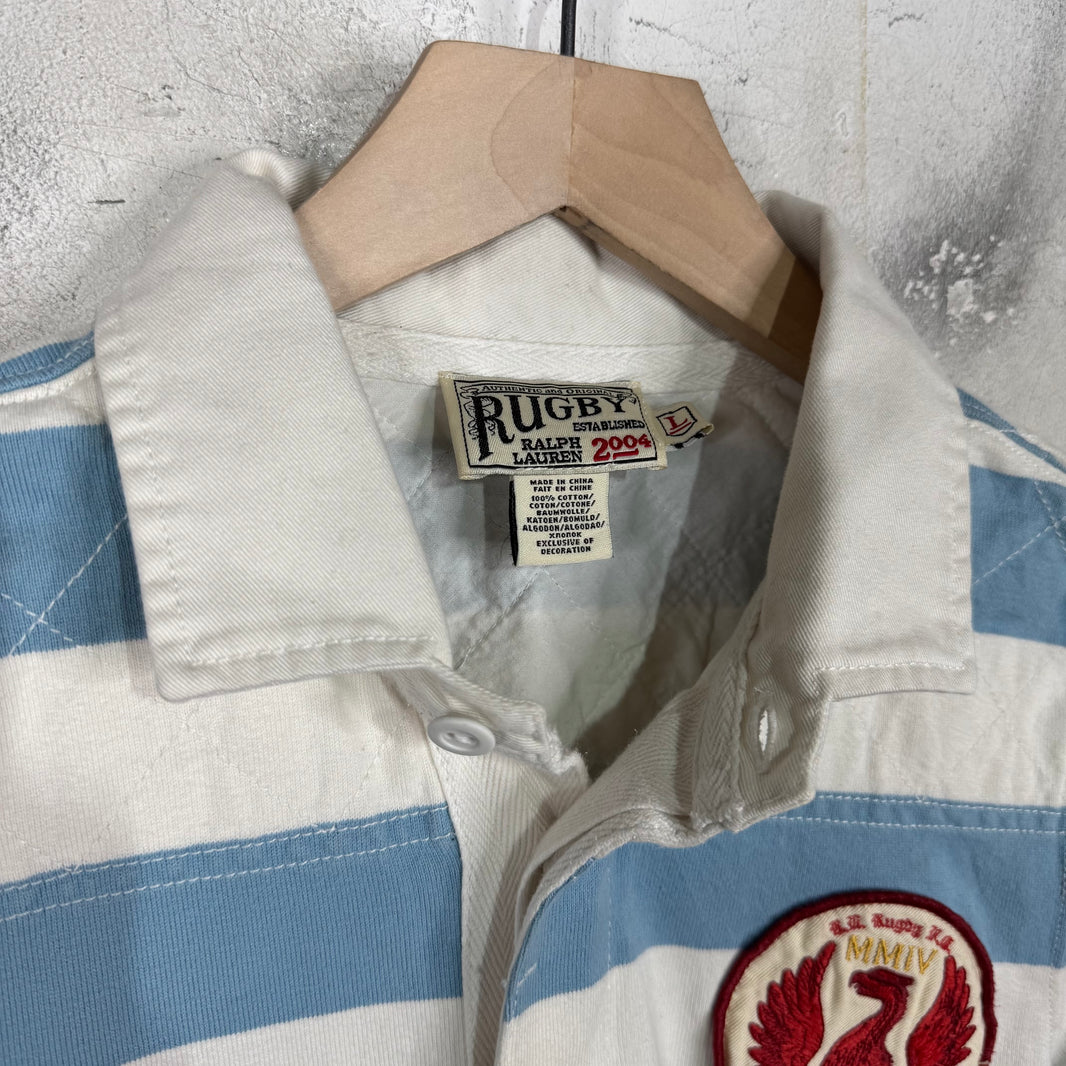 Ralph Lauren Rugby Striped Blue Crest L/S Polo