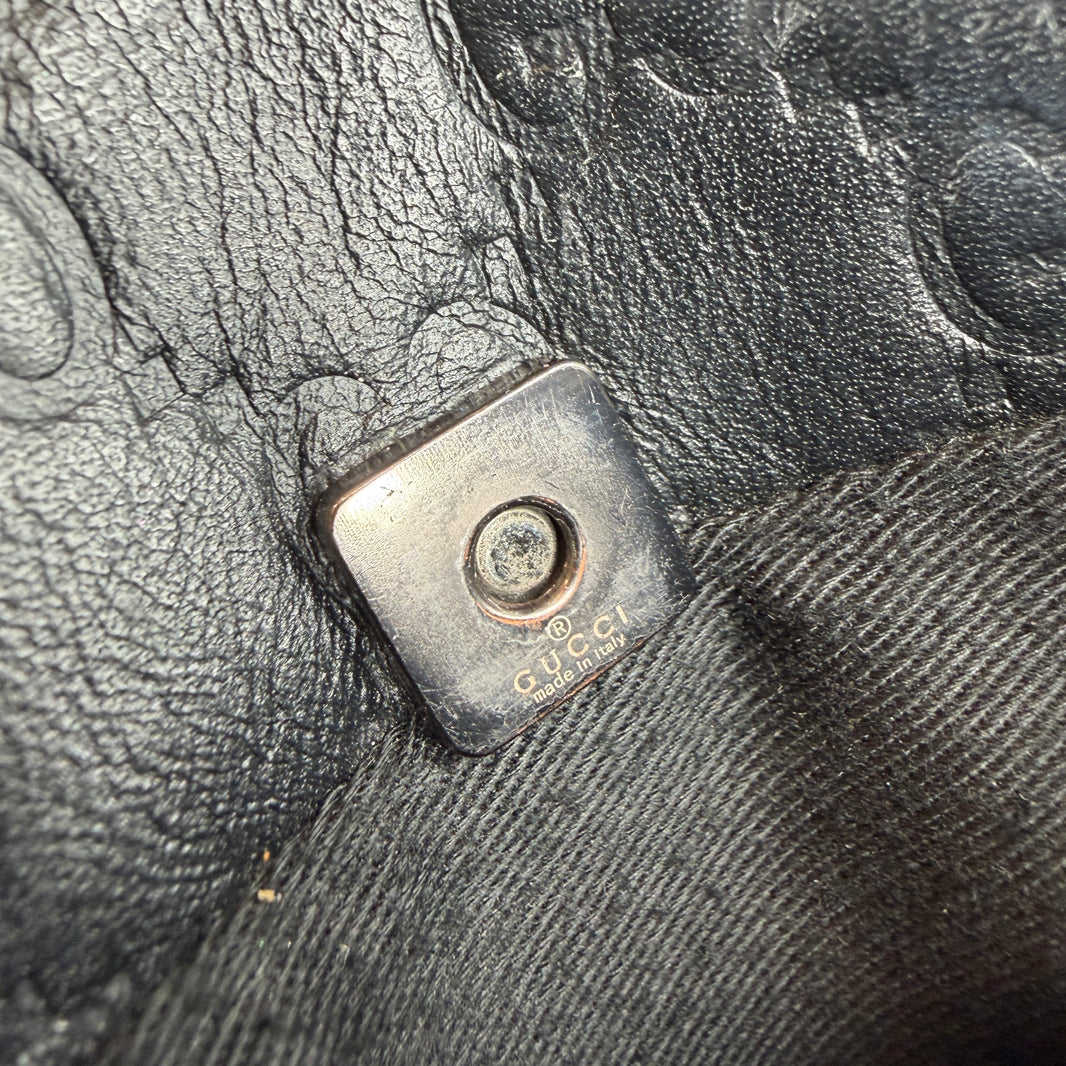 Gucci Leather Monogram Messenger Bag