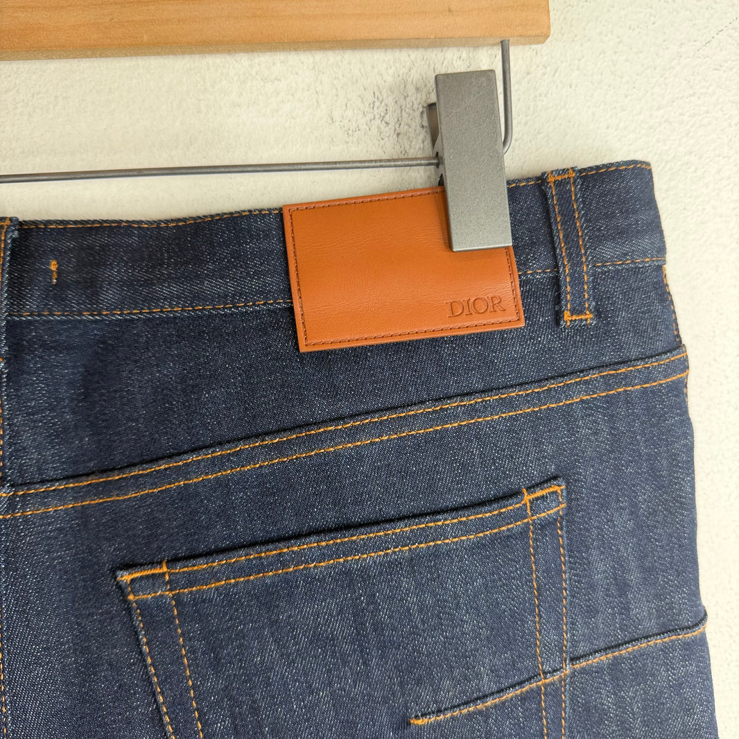 Dior Oblique Cuffed Indigo Jeans
