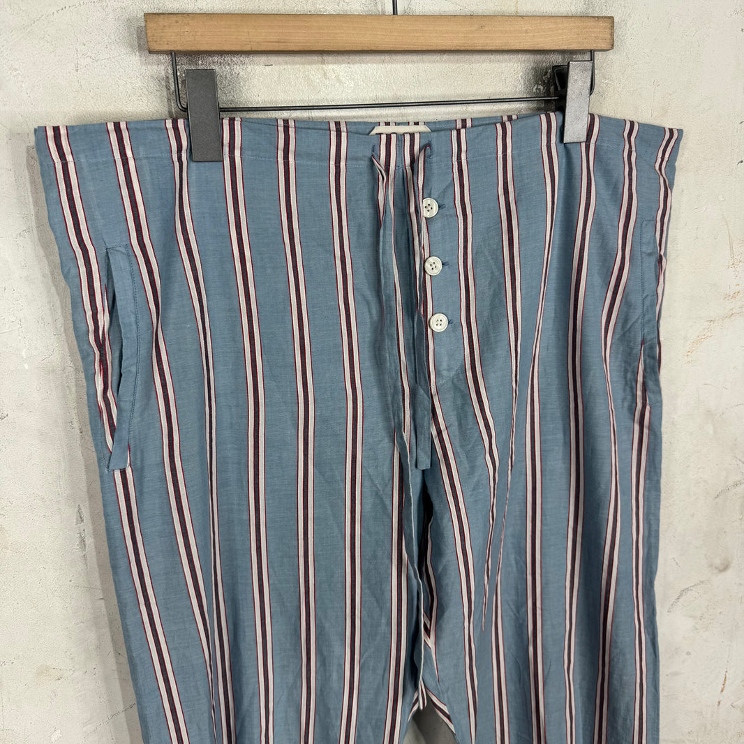Bode Blue Striped Pajama Pants