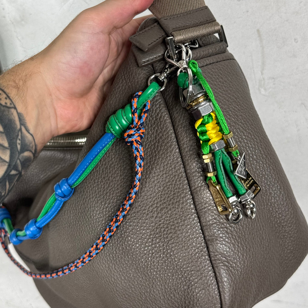 Prada Vitello Large Messenger With Robot Charm