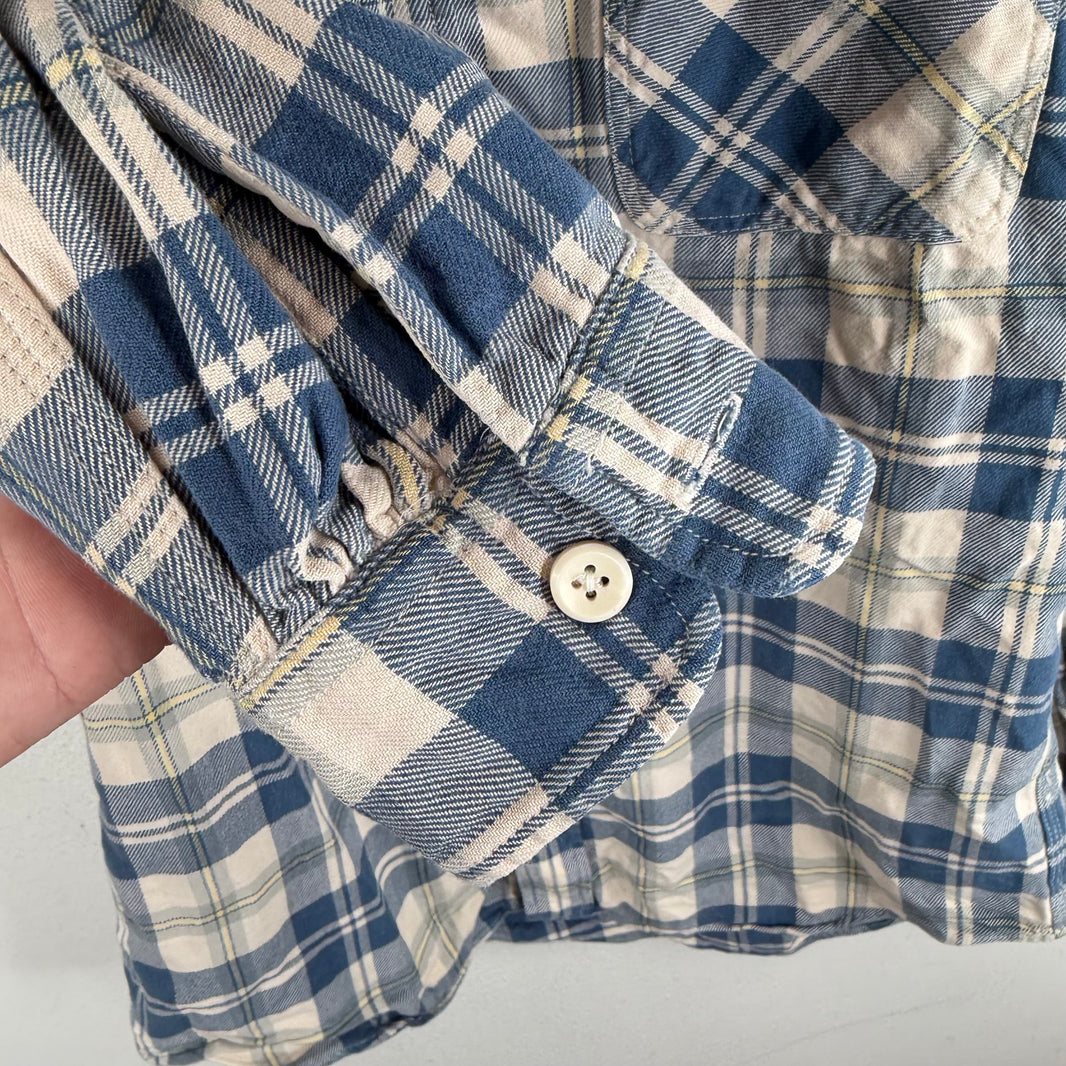 RRL Blue/White Plaid Button Up LS Pocket Shirt