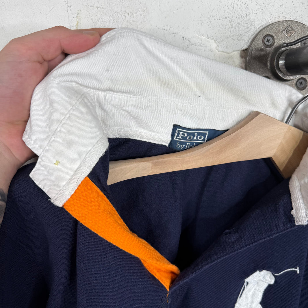 Ralph Lauren Navy White Big Horse L/S Polo