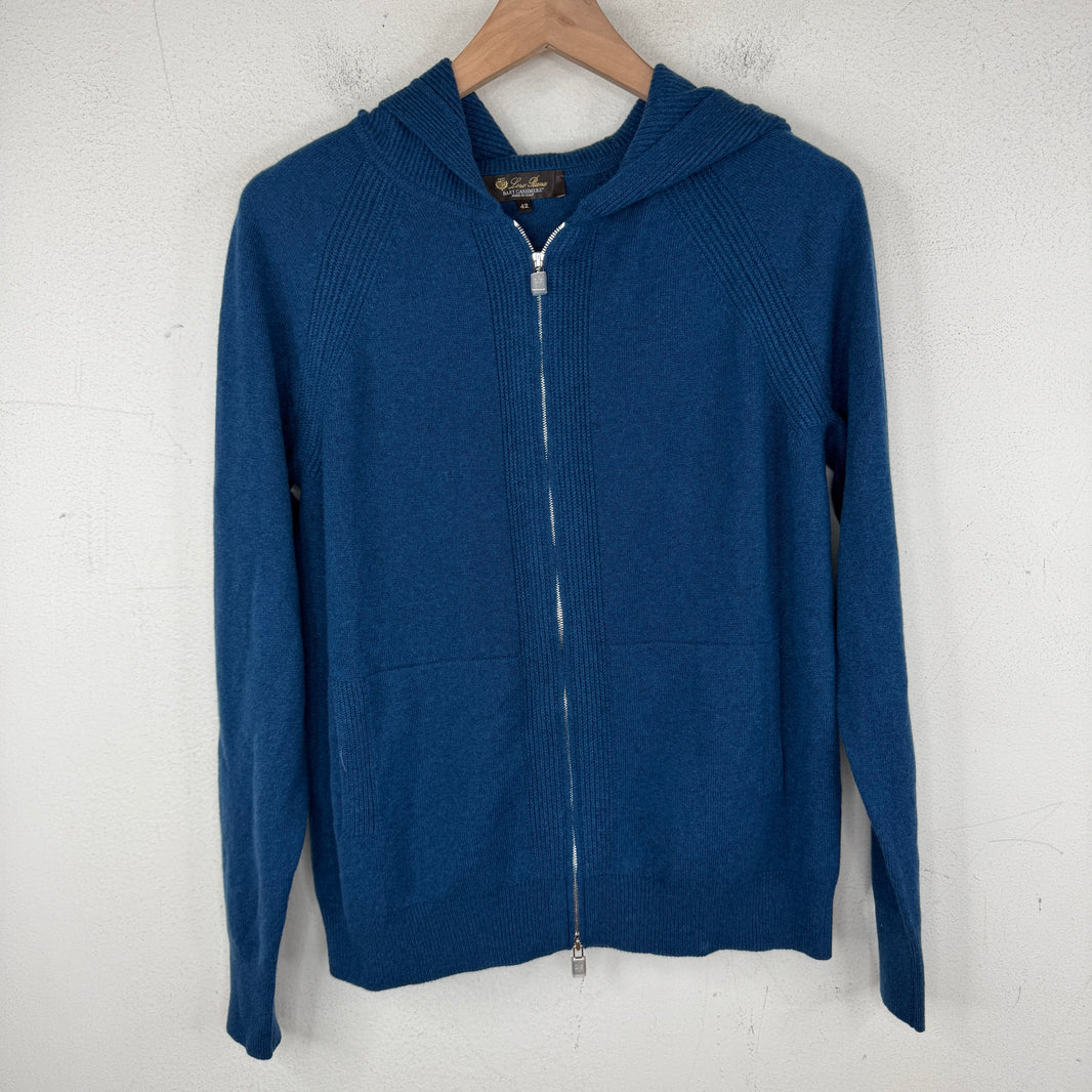 Loro Piana Baby Cashmere Blue Hoodie