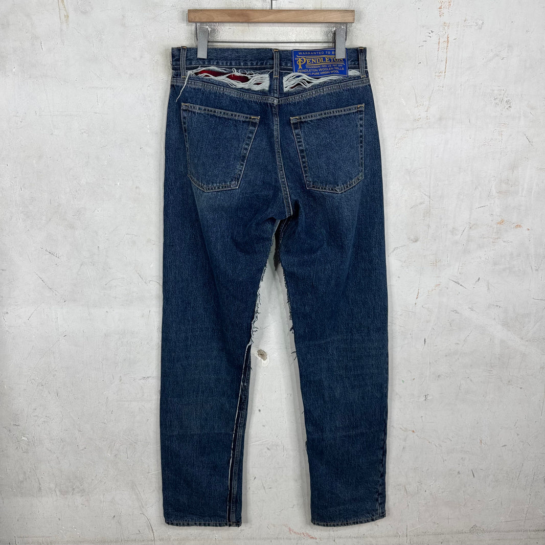 Margiela Pendleton Layered Distressed Jeans