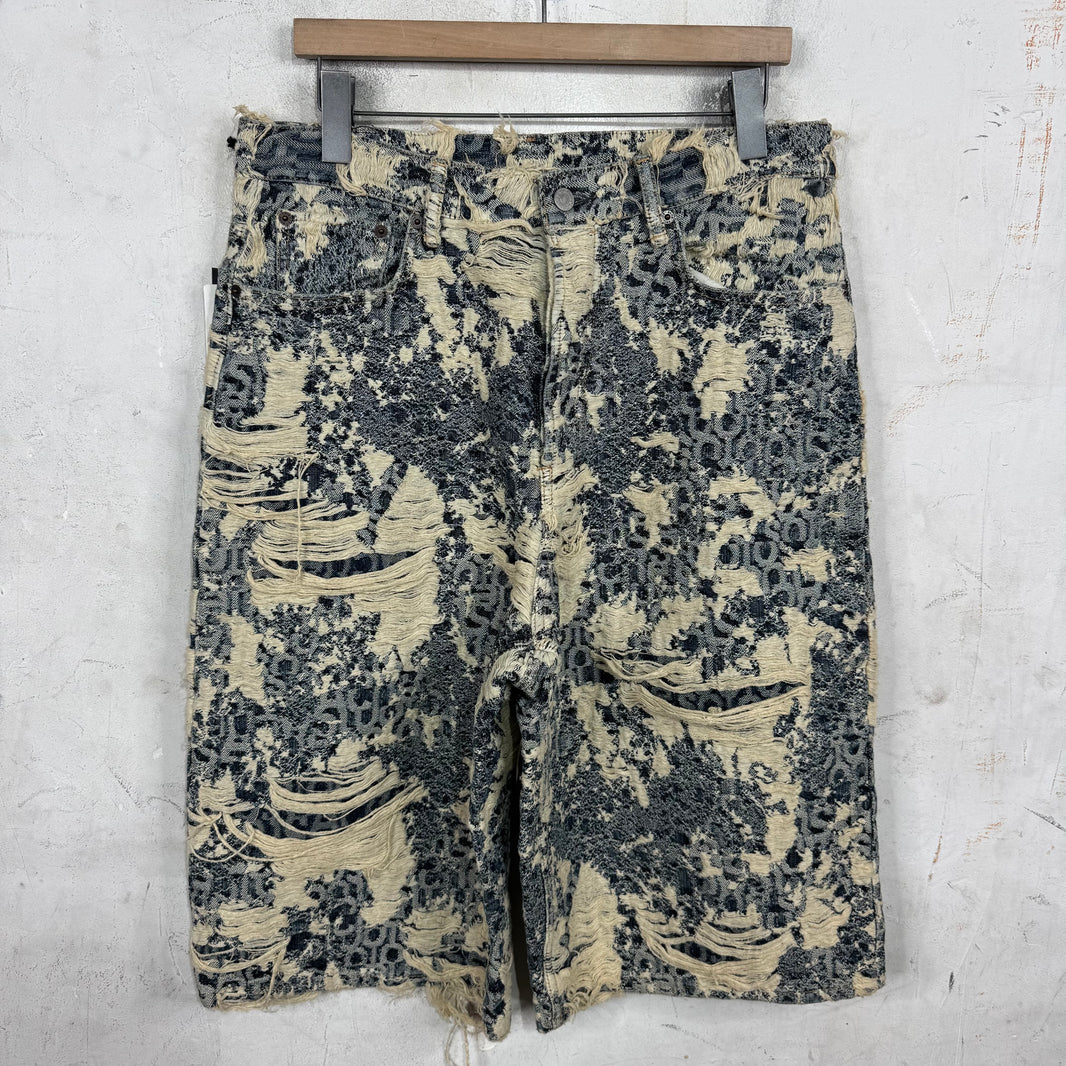 Acne Studios Distressed Monogram Denim Shorts