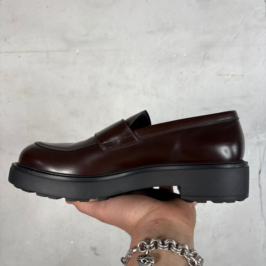 Prada Brown Leather Chunky Loafers