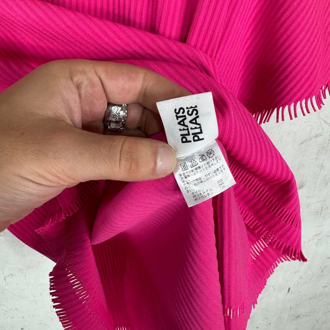 Issey Miyake Pleates Please Pink Fringed T-Shirt