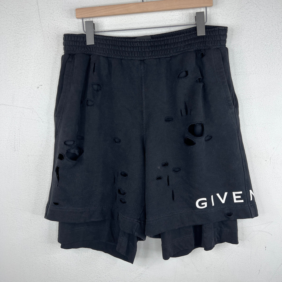 Givenchy Distressed Double Layer Shorts