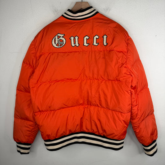 Gucci Yankees Orange Puffer Snap Button Jacket