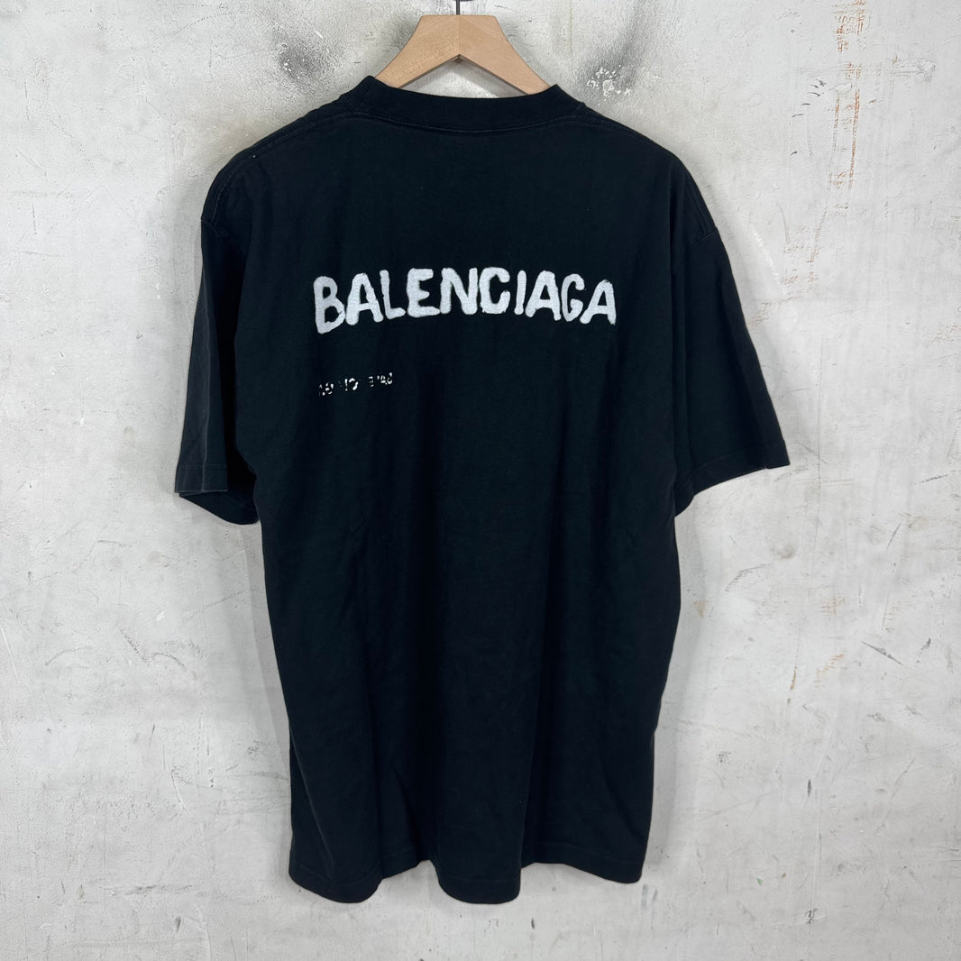 Balenciaga Bleach Stencil Logo T-Shirt