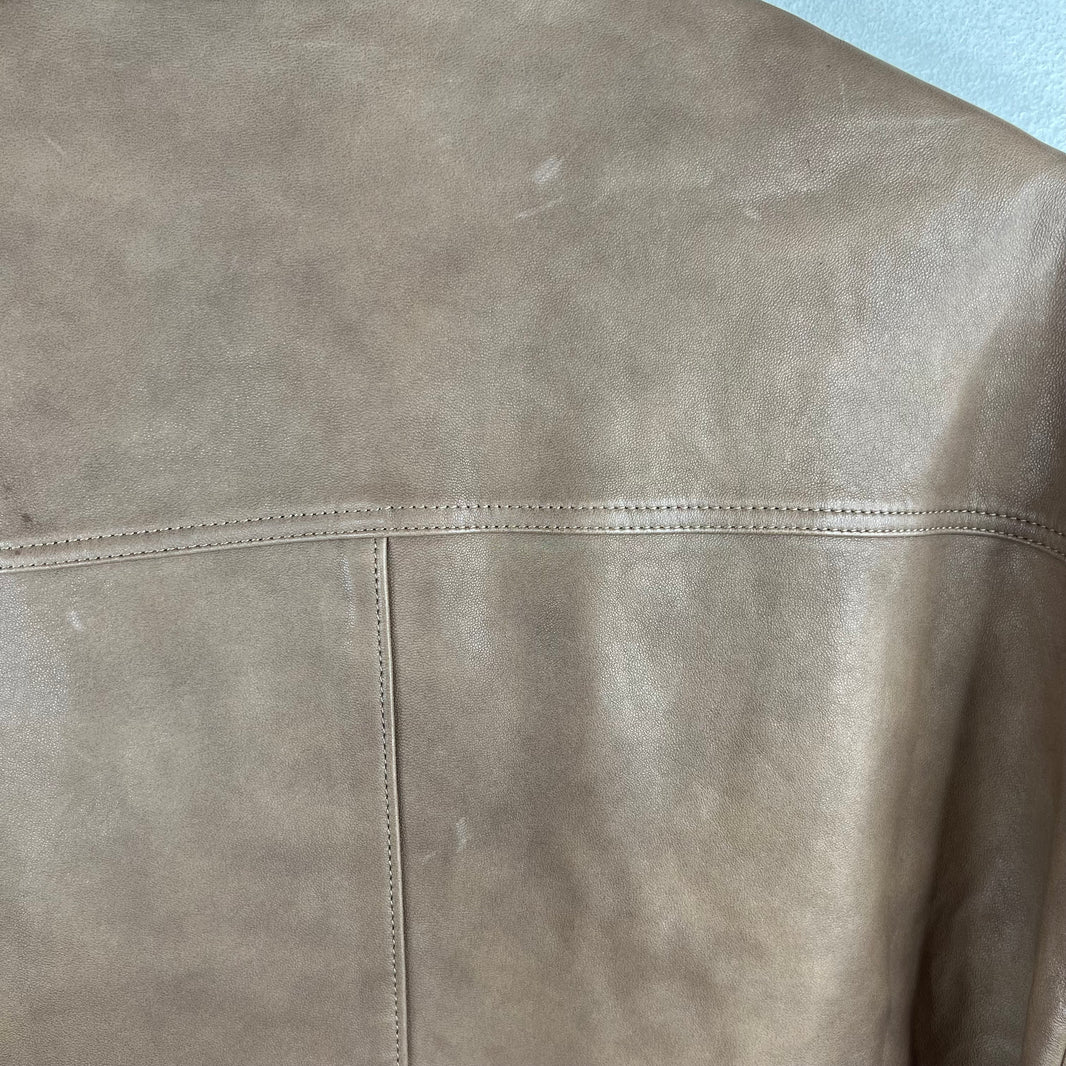 Prada Brown Nappa Lambskin Zip Shirt