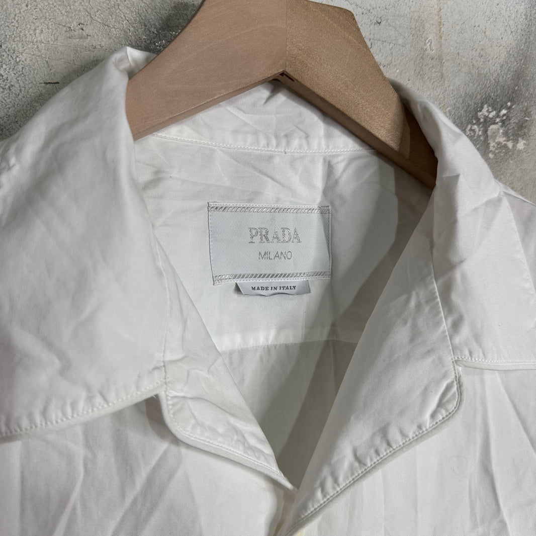 Prada White Triangular Patch S/S Shirt