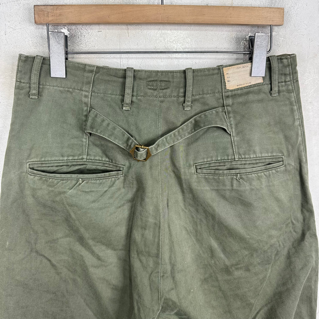 Kapital Green Buckle Back Canvas Pants