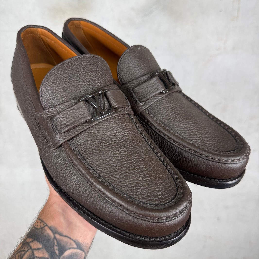 Louis Vuitton Brown Leather Buckled Loafers