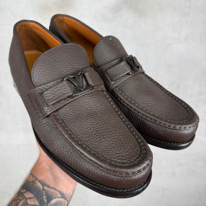 Louis Vuitton Brown Leather Buckled Loafers