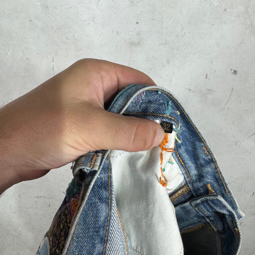 Kapital No Nukes Flared Patchwork Jeans