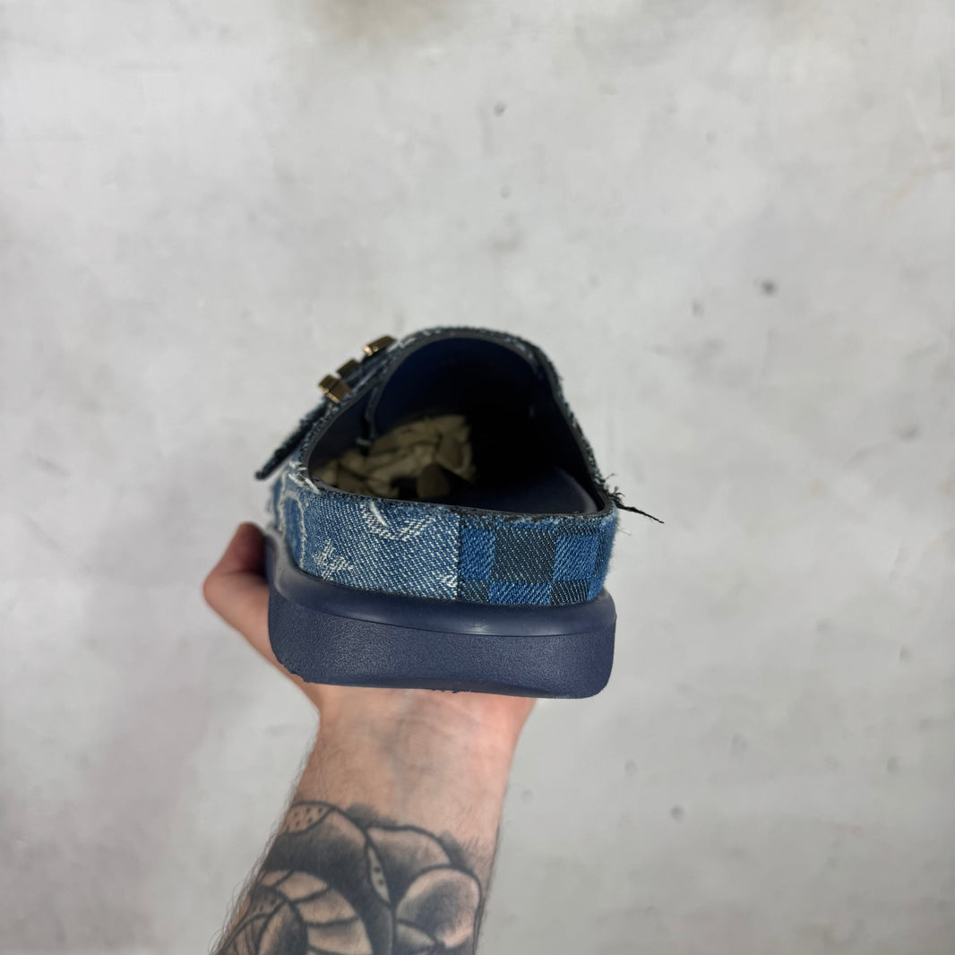 Louis Vuitton Denim Patchworked Monogram Easy Mules