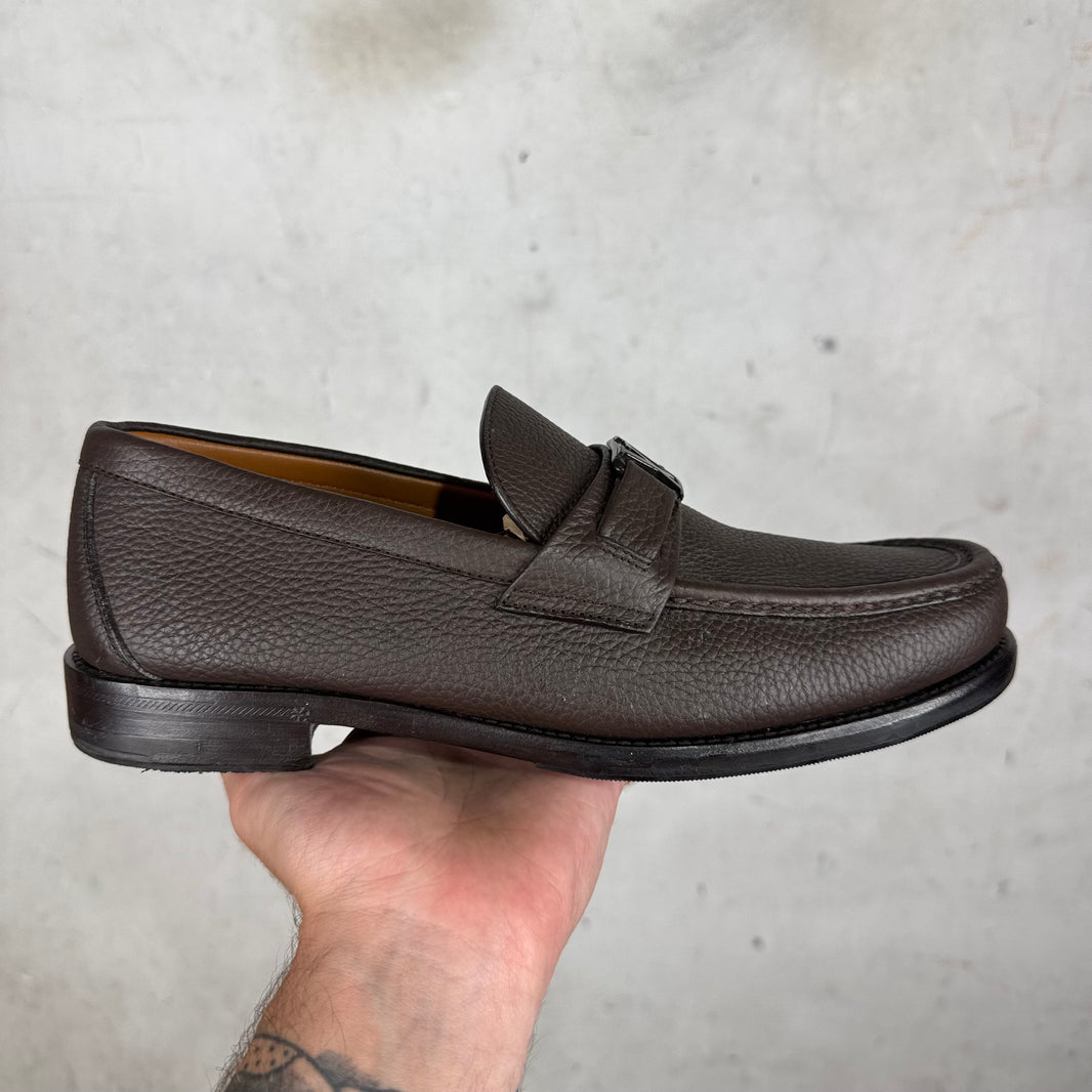 Louis Vuitton Brown Leather Buckled Loafers