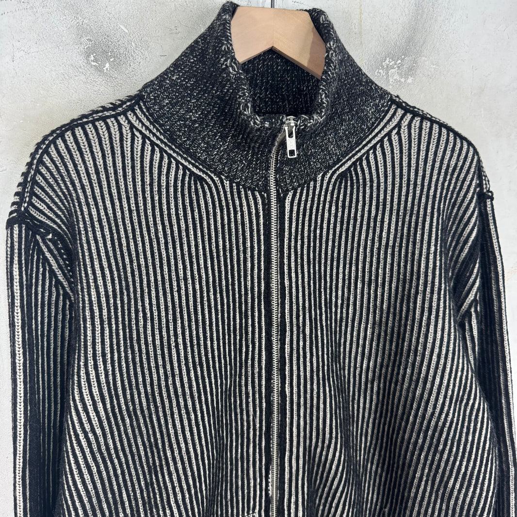 MM6 Black Distressed Zip Sweater