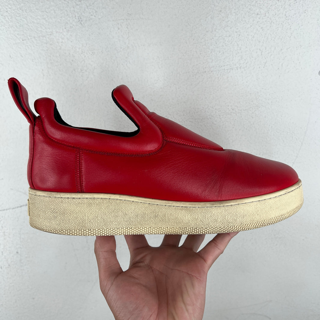 Celine Red Leather Slip On Sneakers