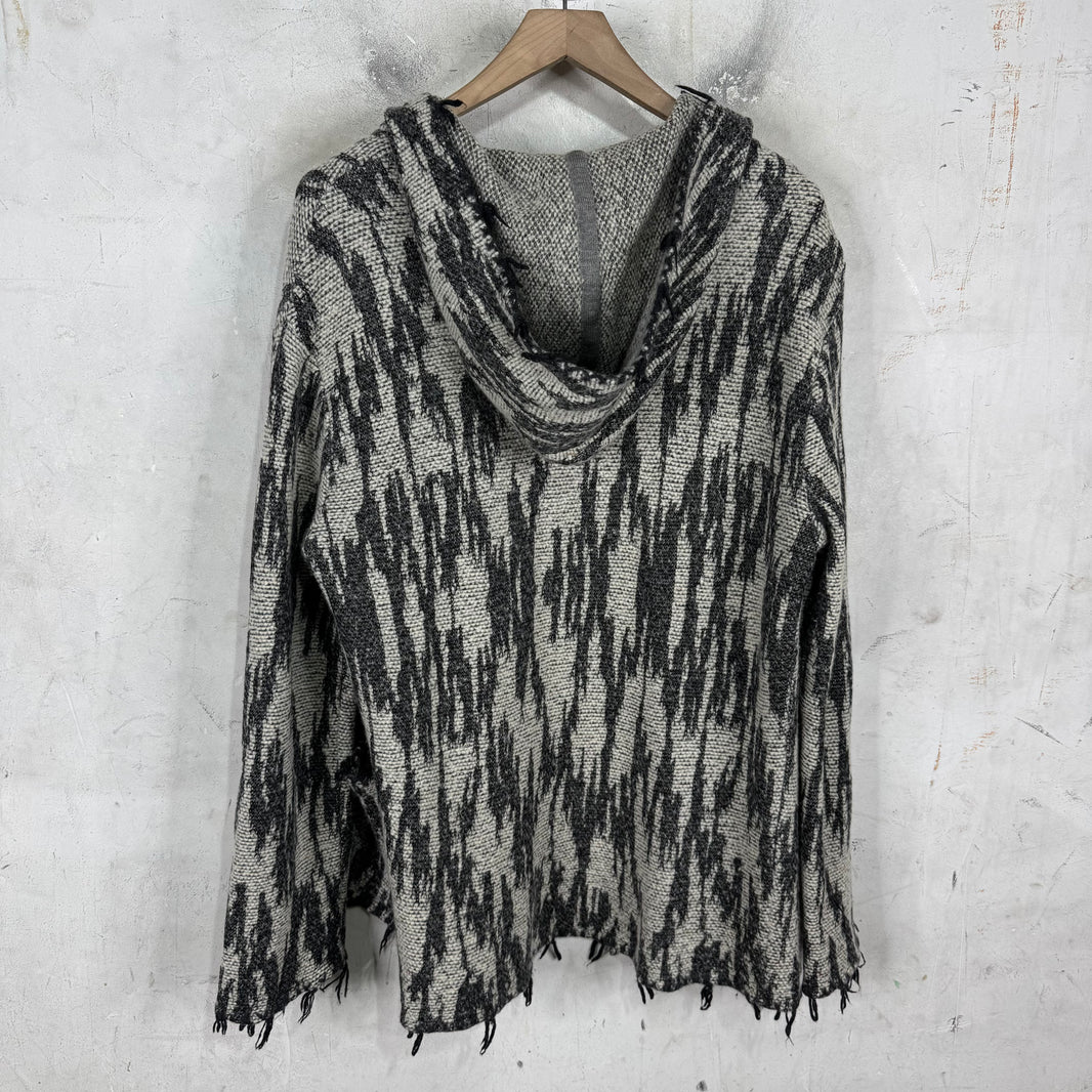 Saint Laurent Knitted Patterned Hooded Shawl