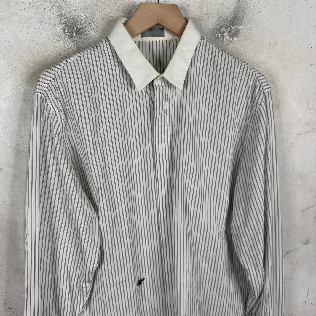 Dior Striped Bee Logo LS Button Up