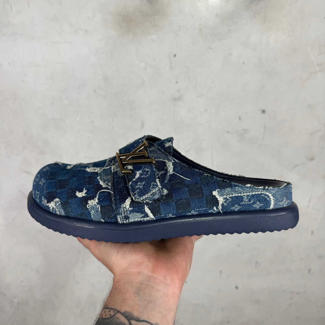 Louis Vuitton Denim Patchworked Monogram Easy Mules