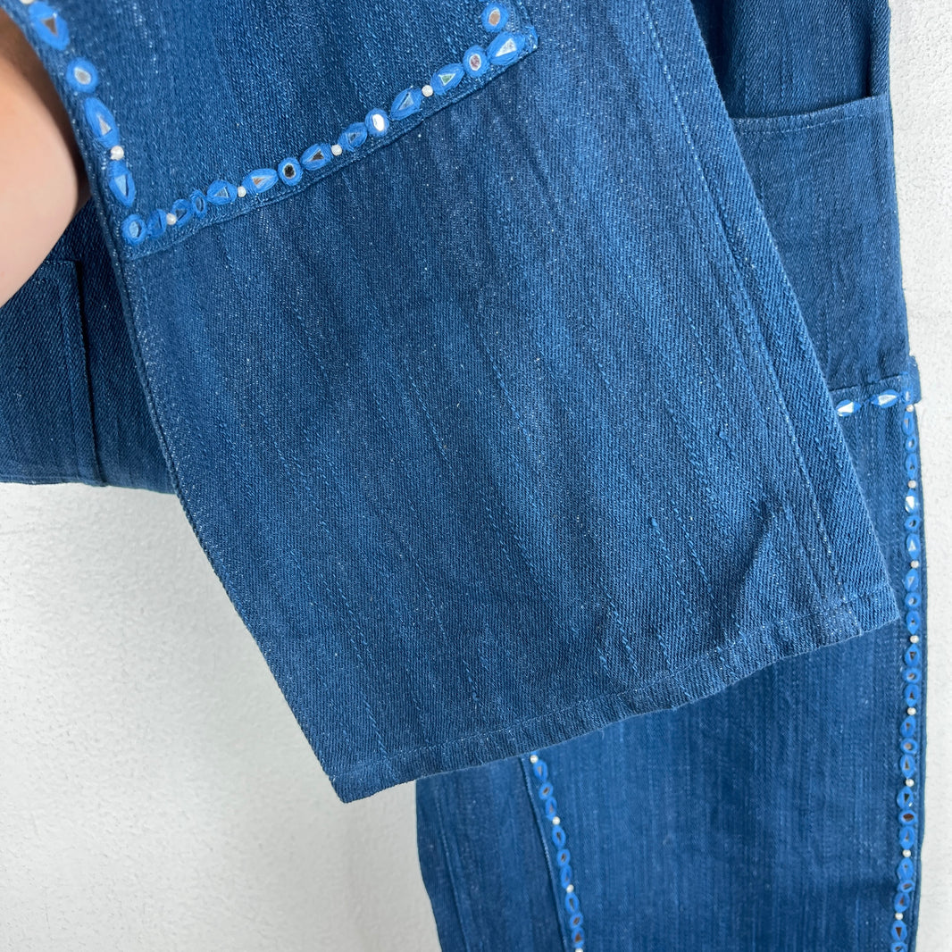 Karu Blue Double Knee Embellished Pants