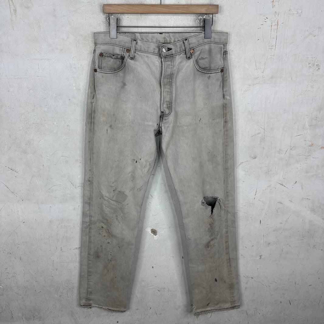 Vintage Levi's Grey Distressed Faded 501 Jeans