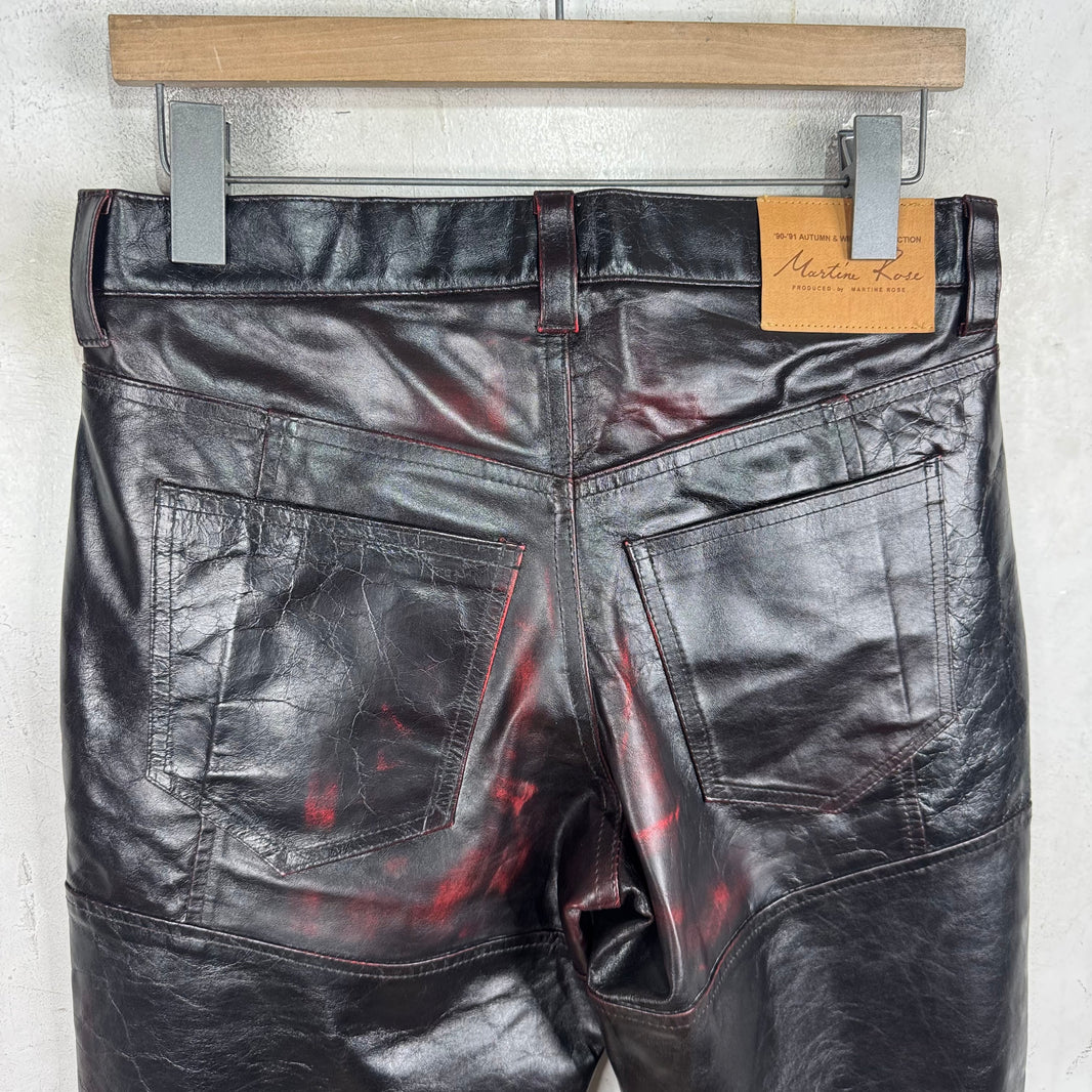 Martine Rose Leather Patina'd Distressed Pants