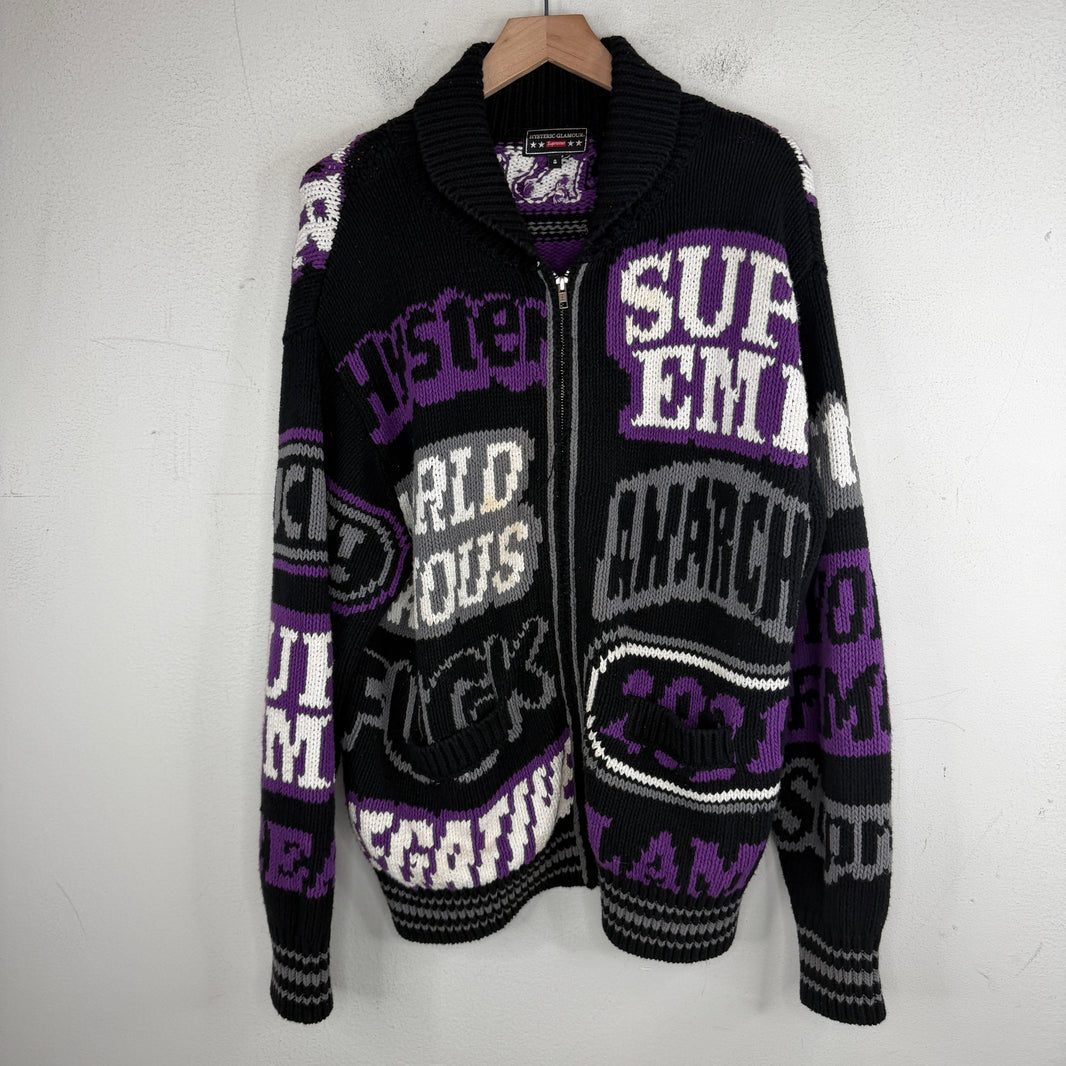 Supreme Hysteric Glamour Black Cowichan Zip Up Sweater