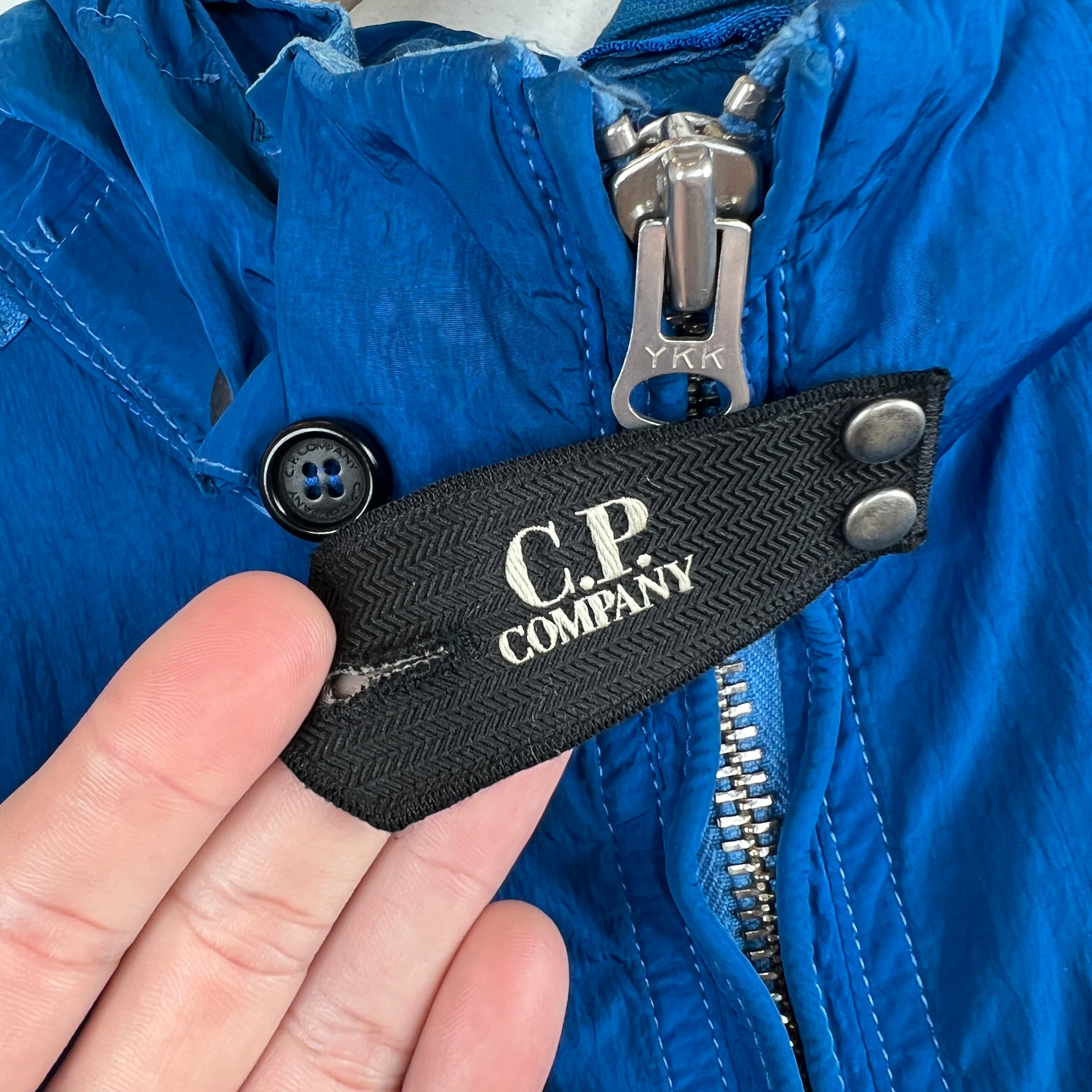 CP Company Blue Polyamide Goggle Jacket