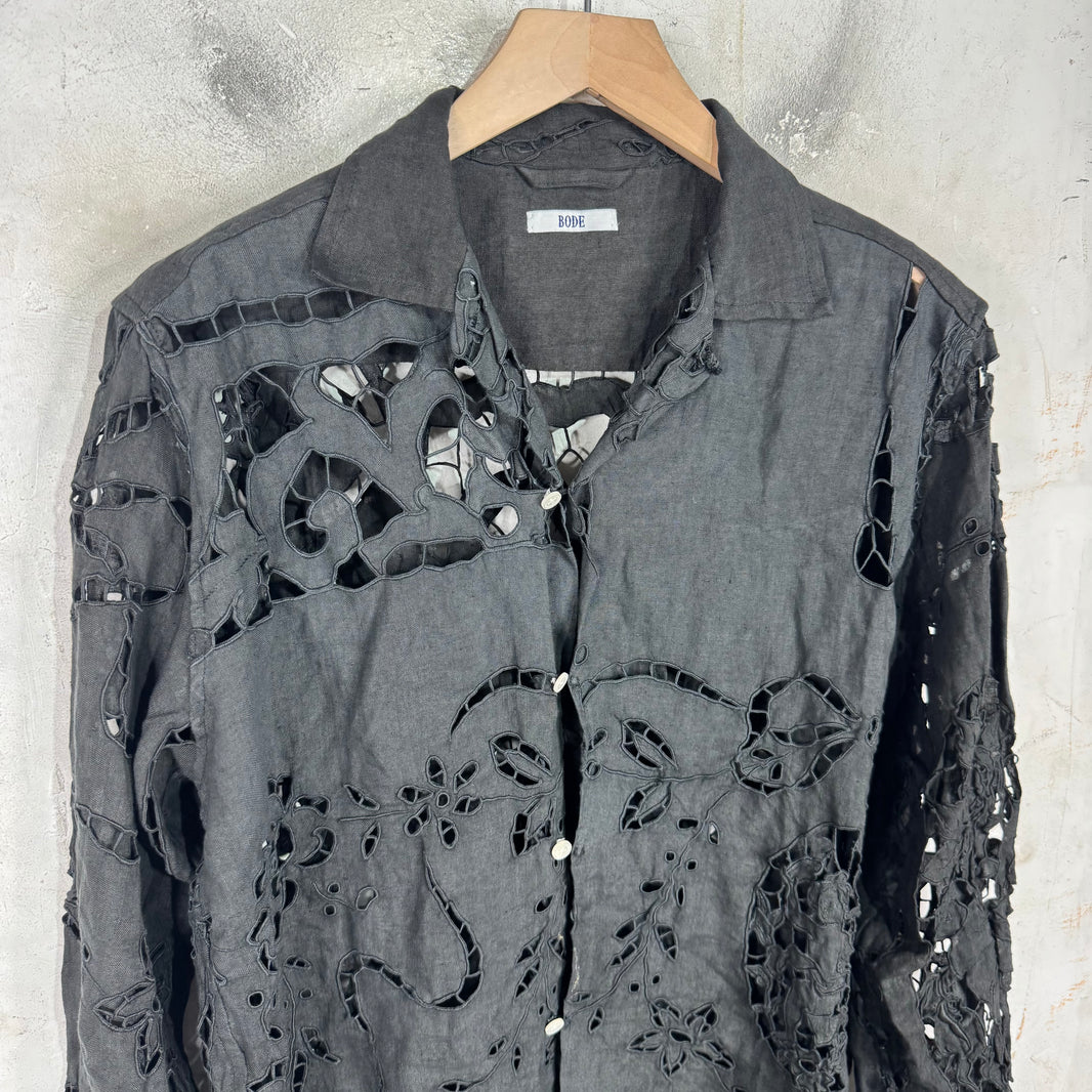 Bode Canvas Black Laced Shirt