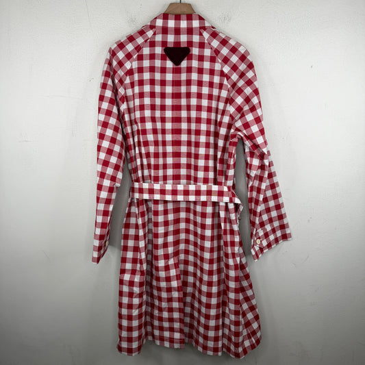 Prada Red Plaid Trench Coat