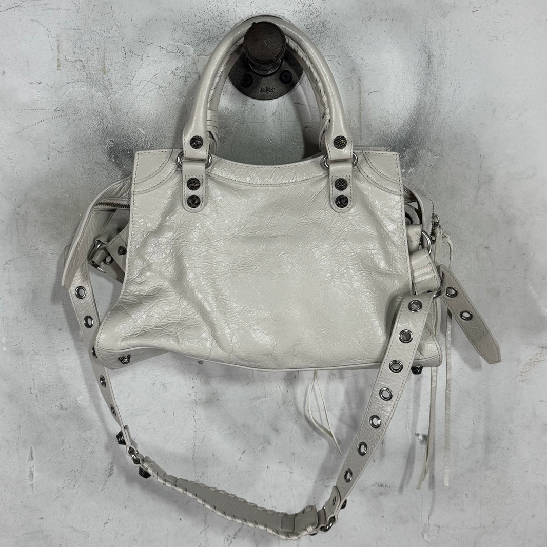 Balenciaga White Lambskin City Bag