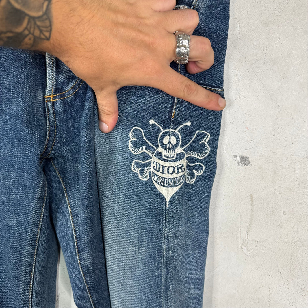 Dior Shawn Stussy Bee Embroidered Jeans