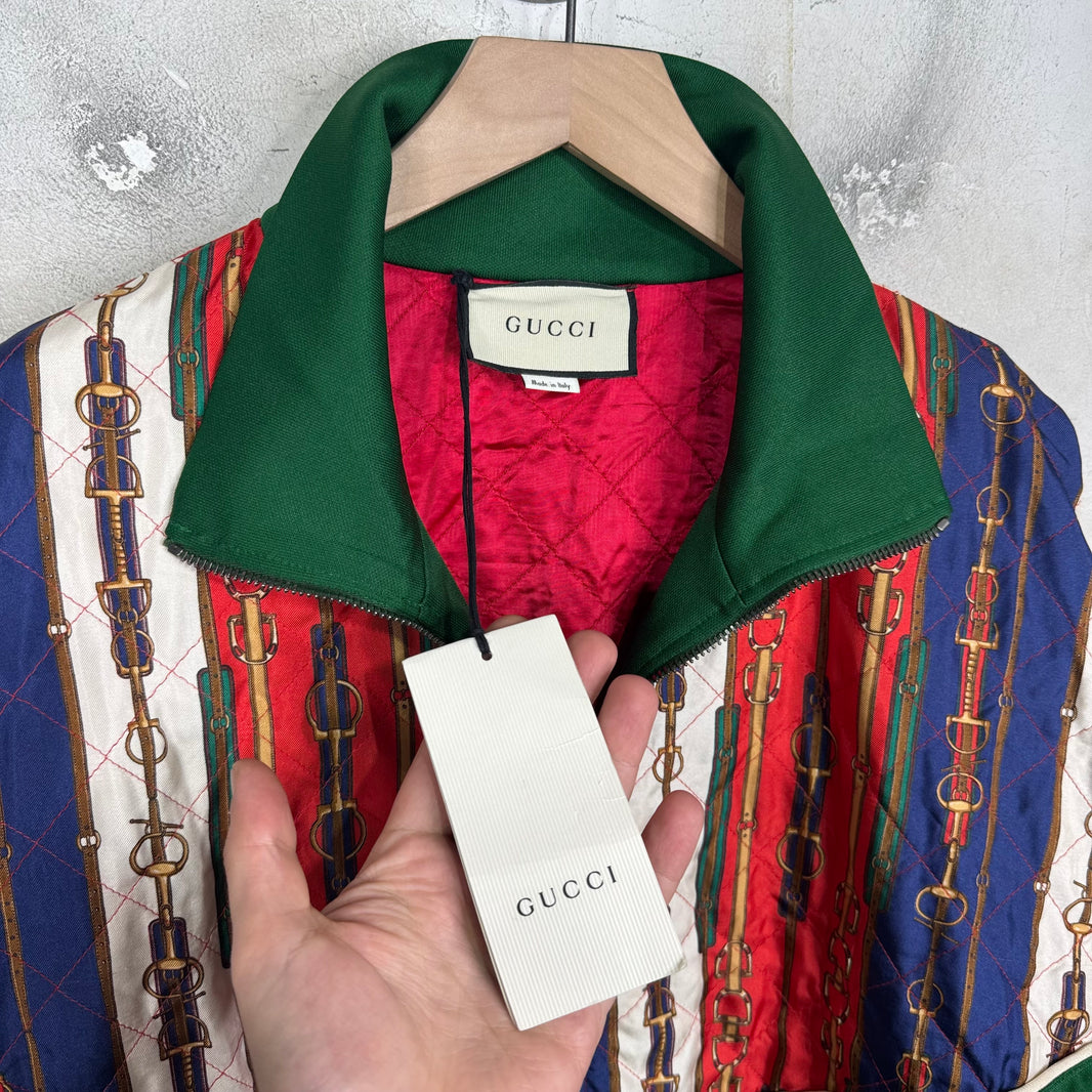 Gucci Paneled Horsebit Silk Track Jacket