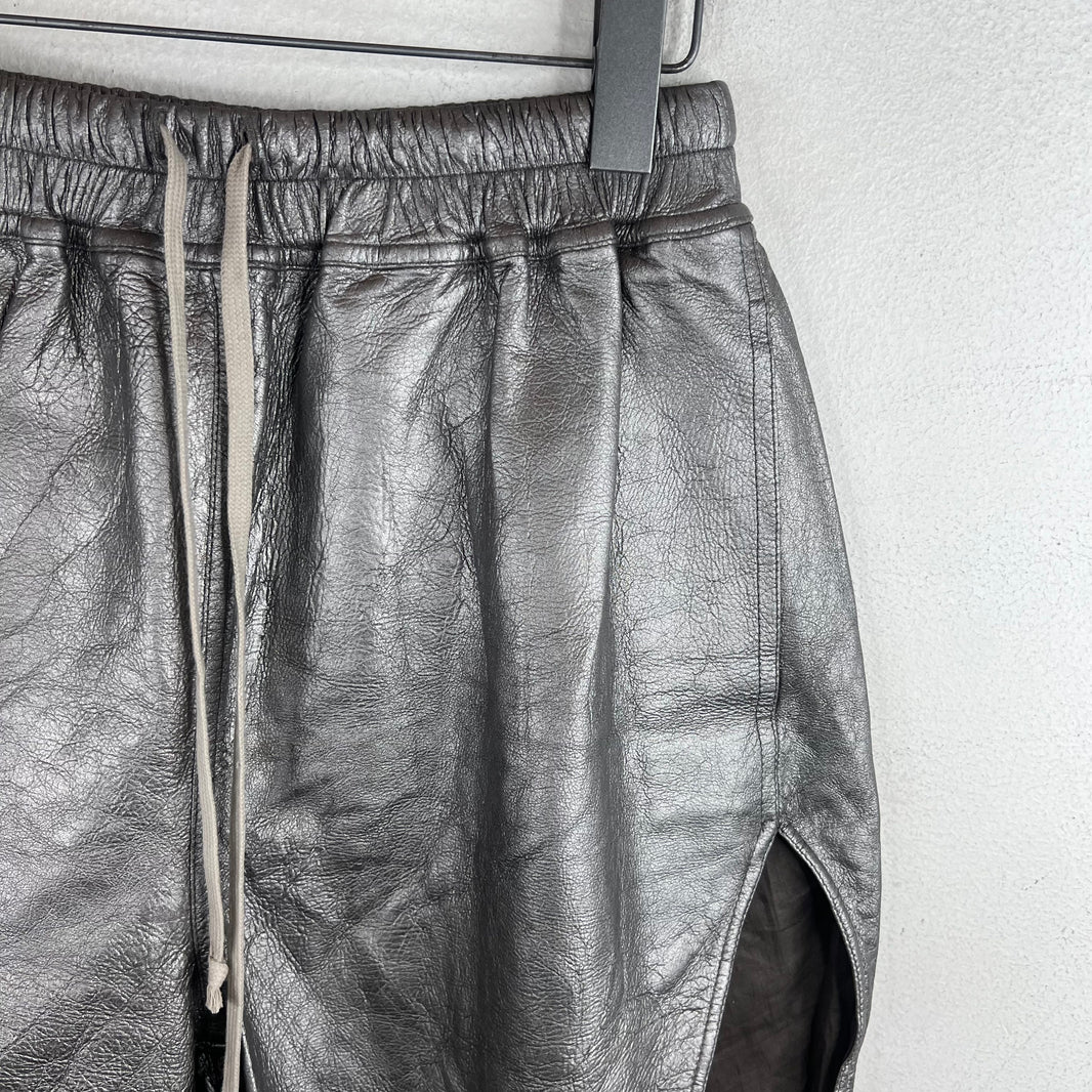 Rick Owens Leather Gunmetal Boxer Shorts