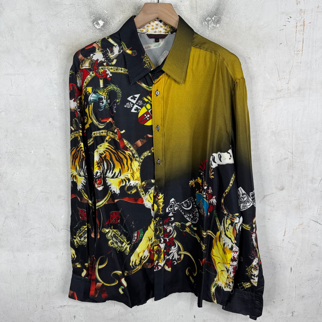 Cavalli Patterned Silk Buttoned Shirt