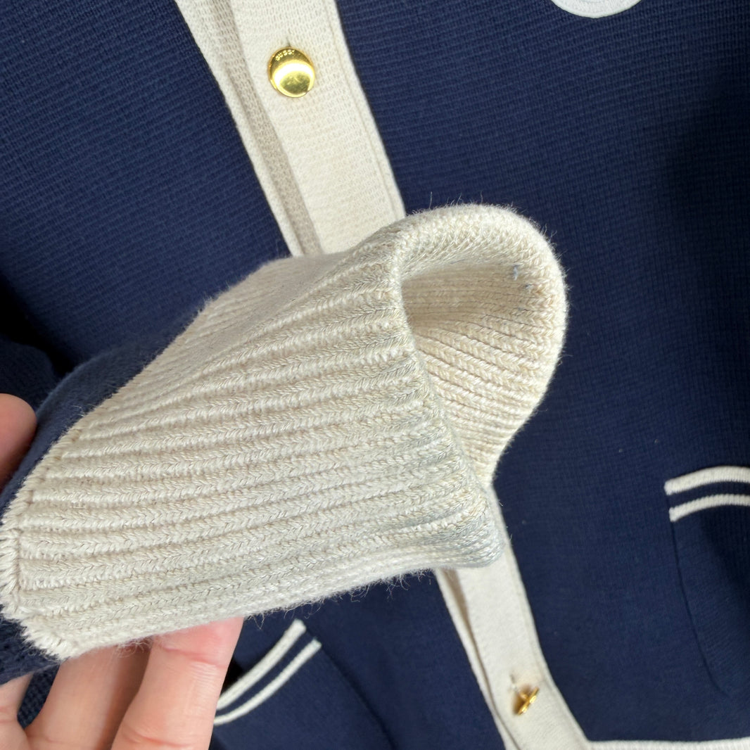 Gucci Navy Button-Up Knit Sweater